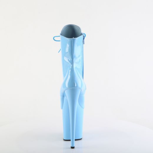 Product image of Pleaser FLAMINGO-1020 B. Blue Pat/B. Blue 8 Inch Heel 4 Inch PF Lace-Up Front Ankle Boot Side Zip