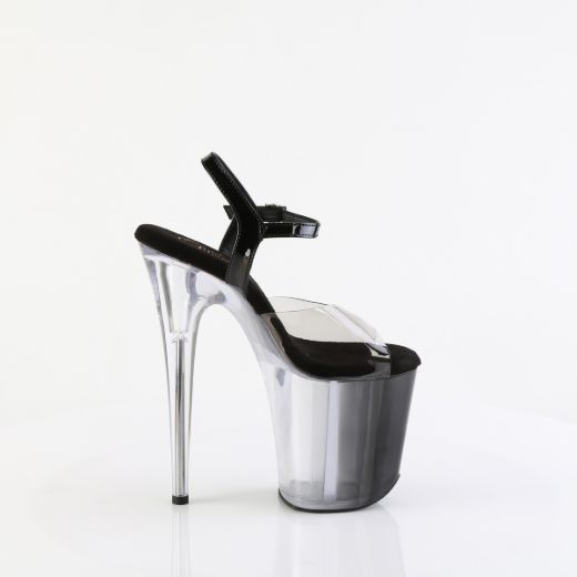 Product image of Pleaser FLAMINGO-808T-1 Smoke-Blk/Blk-Clr Ombre 8 Inch Heel  4 Inch PF Ombre Ankle Strap Sandal