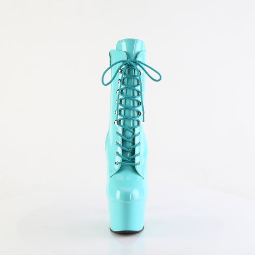 Product image of Pleaser ADORE-1020 Aqua Pat/Aqua 7 Inch Heel 2 3/4 Inch PF Lace-Up Front Ankle Boot Side Zip