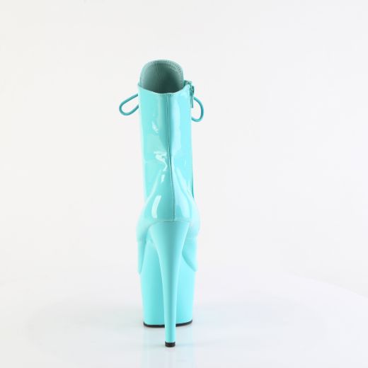 Product image of Pleaser ADORE-1020 Aqua Pat/Aqua 7 Inch Heel 2 3/4 Inch PF Lace-Up Front Ankle Boot Side Zip