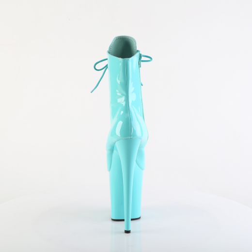 Product image of Pleaser FLAMINGO-1020 Aqua Pat/Aqua 8 Inch Heel 4 Inch PF Lace-Up Front Ankle Boot Side Zip