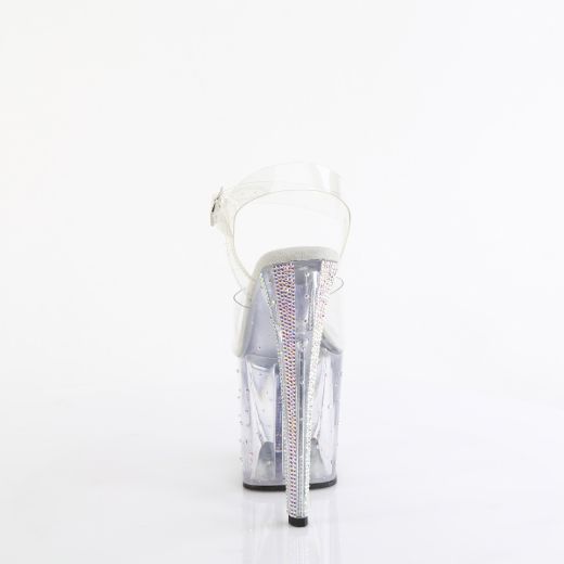 Product image of Pleaser ENCHANT-708RS-01 Clr/Clr-AB RS 8 Inch Heel 3 3/4 Inch PF Rhinestone Studded Ankle Strap Sandal