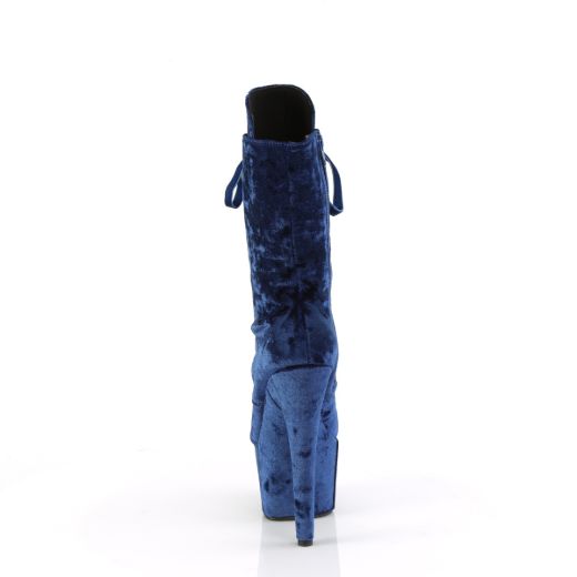 Product image of Pleaser ADORE-1045VEL Navy Blue Velvet/Navy Blue Velvet 7 Inch Heel 2 3/4 Inch PF Velvet Lace-Up Front Ankle Boot