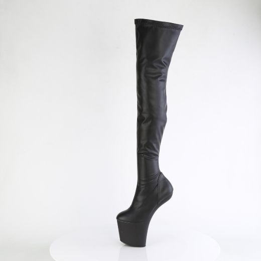 Product image of Pleaser CRAZE-3000 Blk Str. Faux Leather/Blk Matte 8 Inch Heelless 3 Inch PF Stretch Thigh Boot Inside Zip