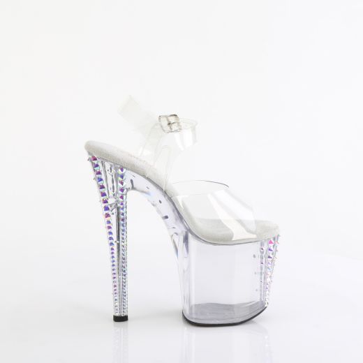 Product image of Pleaser ENCHANT-708RS-02 Clr/Clr-AB RS 8 Inch Heel 3 3/4 Inch PF Rhinestone Studded Ankle Strap Sandal
