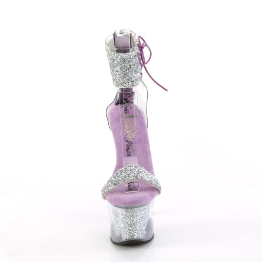 Product image of Pleaser SKY-327RSI Slv Multi RS-Lavender/Slv RS 7 Inch Heel 2 3/4 Inch PF Ankle Cuff Sandal w/RS Back Zip