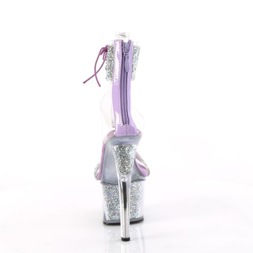 Product image of Pleaser SKY-327RSI Slv Multi RS-Lavender/Slv RS 7 Inch Heel 2 3/4 Inch PF Ankle Cuff Sandal w/RS Back Zip