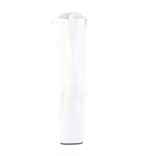 Product image of Pleaser CRAZE-1040 Wht Pat/Wht 8 Inch Heelless 3 Inch PF Lace-Up Front Ankle Boot Inside Zip