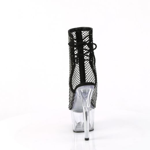 Product image of Pleaser ADORE-1018RM Blk Faux Suede-RS Mesh/Clr 7 Inch Heel 2 3/4 Inch PF Open Toe/Heel Ankle Boot