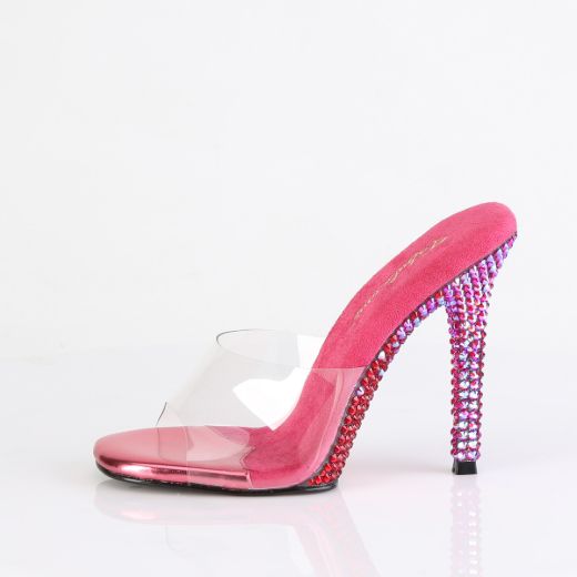 Product image of Fabulicious GALA-01DMM Clr/Fuchsia Multi RS 4 1/2 Inch Heel Slide w/ Two Tone RS