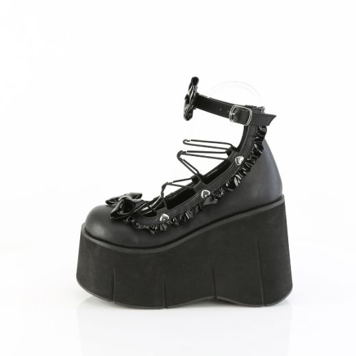 Product image of Demoniacult KERA-18 Blk Vegan Leather 4 1/2 Inch Platform Wrap Around Ankle Shoe