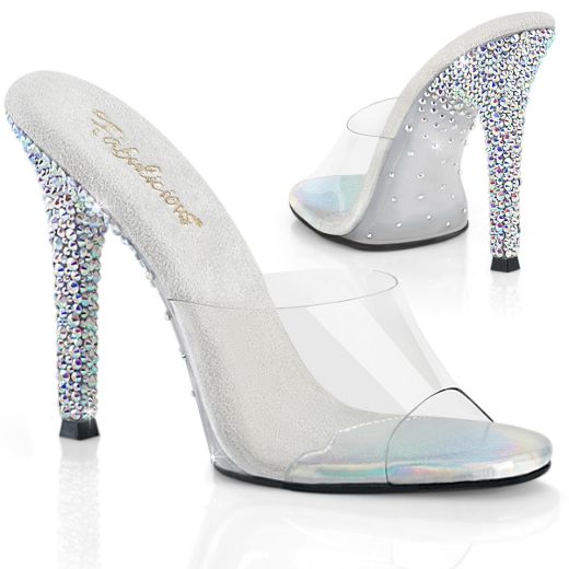 Product image of Fabulicious GALA-01DSP Clr/Slv AB RS 4 1/2 Inch Heel Slide w/RS