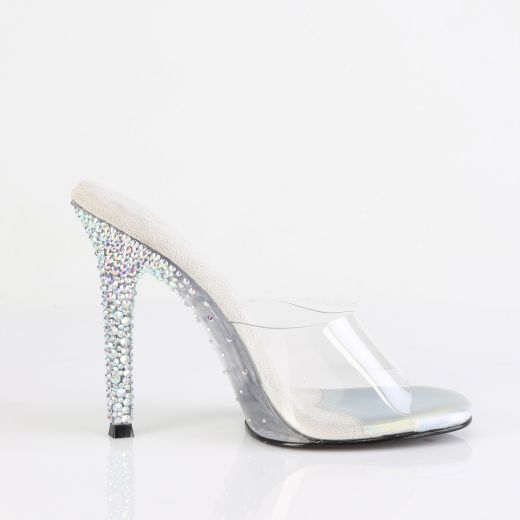 Product image of Fabulicious GALA-01DSP Clr/Slv AB RS 4 1/2 Inch Heel Slide w/RS