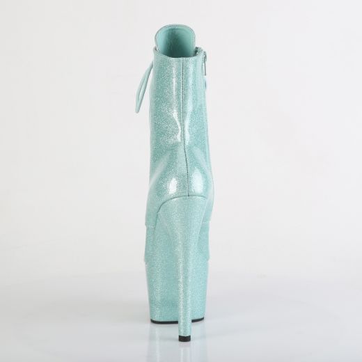 Product image of Pleaser ADORE-1020GP Mint Glitter Pat/M 7 Inch Heel 2 3/4 Inch PF Lace-Up Front Ankle Boot Side Zip