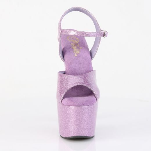 Product image of Pleaser ADORE-709GP Lilac Glitter Pat/M 7 Inch Heel 2 3/4 Inch PF Ankle Strap Sandal