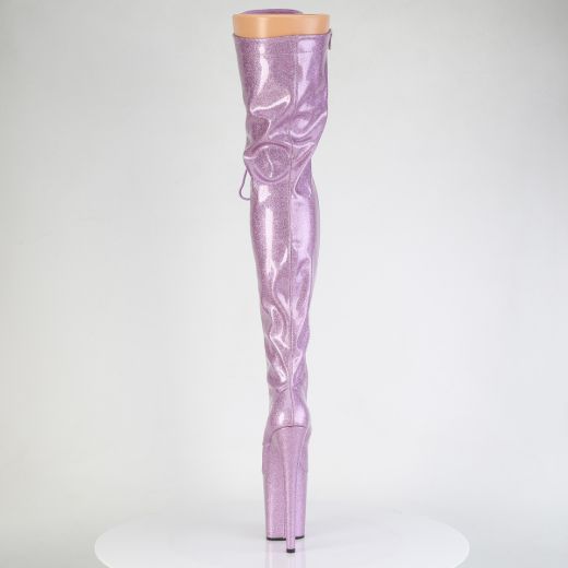 Product image of Pleaser FLAMINGO-3020GP Lilac Glitter Pat/M 8 Inch Heel 4 Inch PF Lace-Up Thigh Boot Side Zip