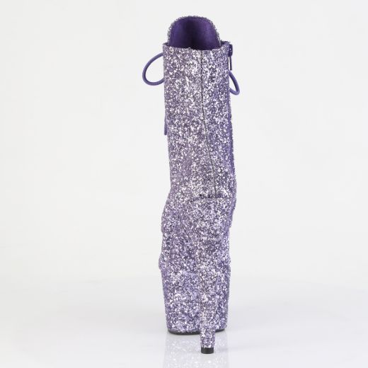 Product image of Pleaser ADORE-1020GWR Lilac Glitter/Lilac Glitter 7 Inch Heel 2 3/4 Inch PF Lace-Up Glitter Ankle Boot Side Zip