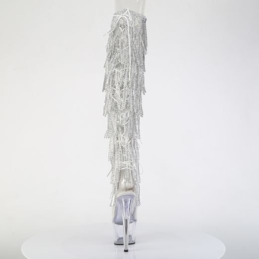 Product image of Pleaser ADORE-3019C-RSF Clr-Slv/Clr 7 Inch Heel 2 3/4 Inch PF 8-Layer Fringe OTK Boot Side Zip