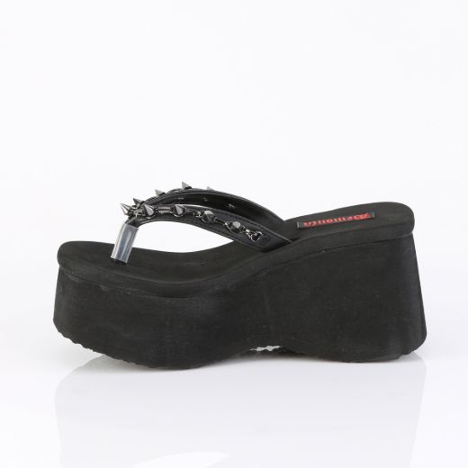Product image of Demoniacult FUNN-35 Blk Vegan Leather 3 1/2 Inch PF Thong Sandal