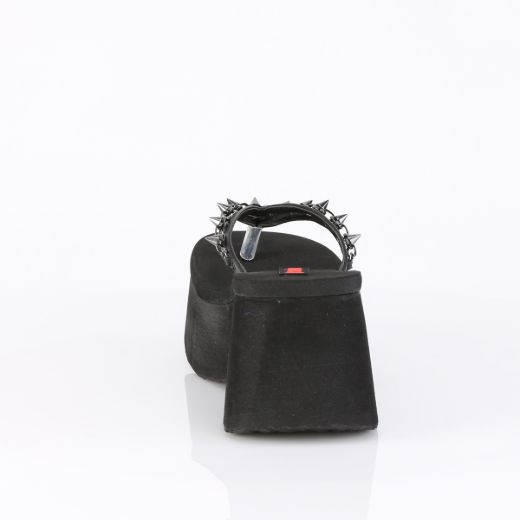 Product image of Demoniacult FUNN-35 Blk Vegan Leather 3 1/2 Inch PF Thong Sandal