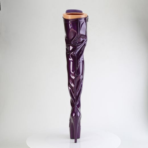 Product image of Pleaser ADORE-3020GP Purple Glitter Pat/M 7 Inch Heel 2 3/4 Inch PF Lace-Up Stretch Thigh Boot Side Zip
