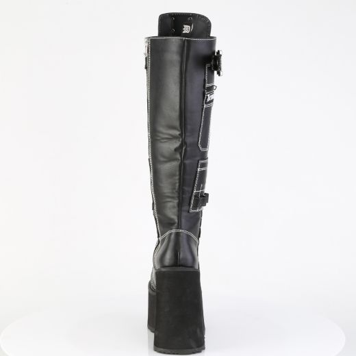 Product image of Demoniacult SWING-260 Blk Vegan Leather 5 1/2 Inch PF Lace-Up Knee High Boot Side Zip