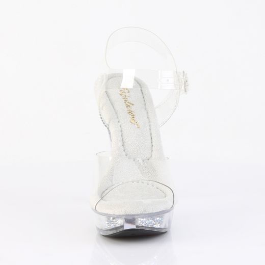 Product image of Fabulicious COCKTAIL-508RSI Clr/Clr-Slv AB RS 5 Inch Heel 1 Inch PF Ankle Strap Sandal w/RS Inserts