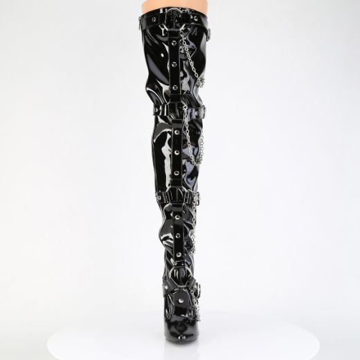 Product image of Devious DOMINA-3027 Blk Pat 6 Inch Stiletto Heel Stretch Thigh High Boot