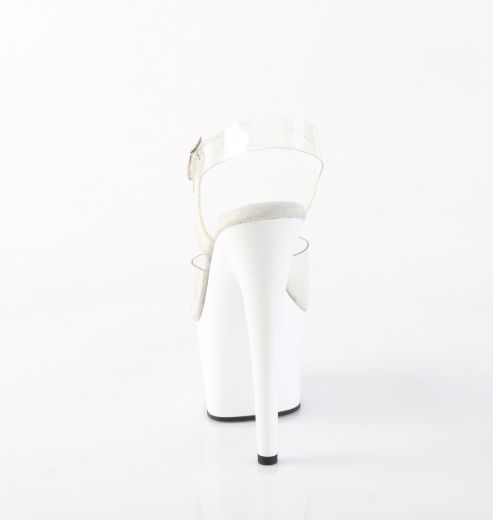 Product image of Pleaser ADORE-708 Clr/Wht 7 Inch Heel 2 3/4 Inch PF Ankle Strap Sandal