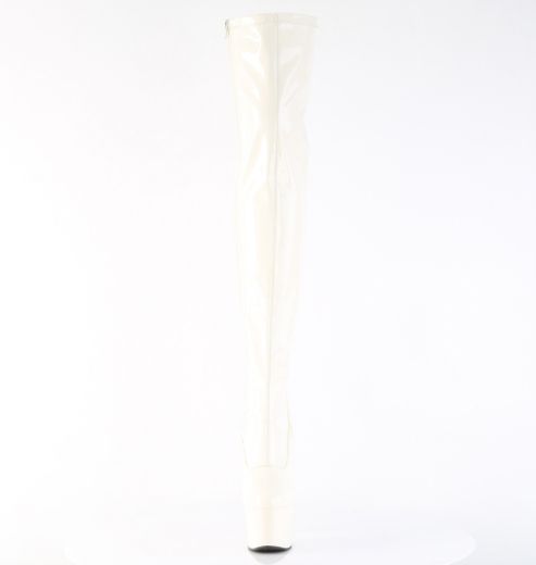 Product image of Pleaser ADORE-3000 Off-Wht Pat/Off-Wht 7 Inch Heel 2 3/4 Inch PF Stretch Thigh Boot Side Zip