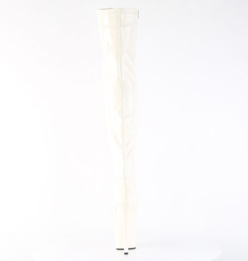 Product image of Pleaser ADORE-3000 Off-Wht Pat/Off-Wht 7 Inch Heel 2 3/4 Inch PF Stretch Thigh Boot Side Zip