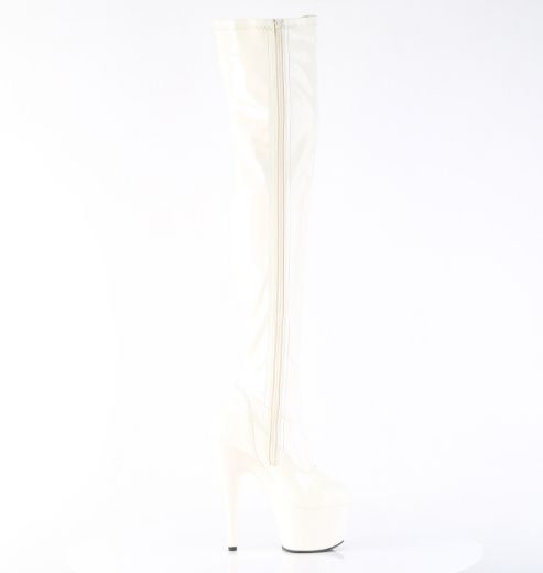 Product image of Pleaser ADORE-3000 Off-Wht Pat/Off-Wht 7 Inch Heel 2 3/4 Inch PF Stretch Thigh Boot Side Zip