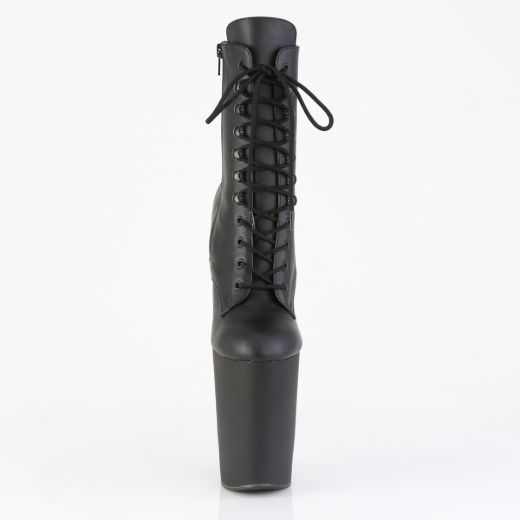 Product image of Pleaser BEWITCHED-1020 Blk Faux Leather/Blk Matte 9 Inch Heelless 4 Inch PF Lace-Up Front Ankle Boot Inside Zip