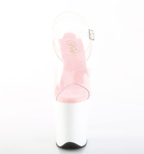 Product image of Pleaser FLAMINGO-808 Clr-B. Pink/Wht 8 Inch Heel 4 Inch PF Ankle Strap Sandal