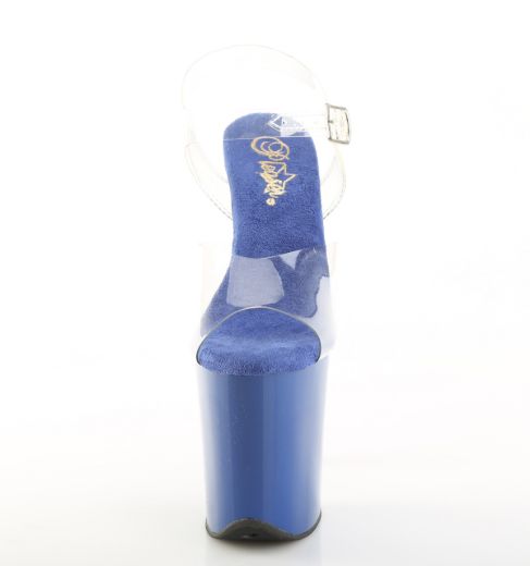 Product image of Pleaser FLAMINGO-808 Clr-Royal Blue/Royal Blue 8 Inch Heel 4 Inch PF Ankle Strap Sandal