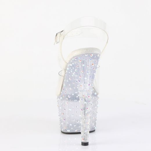 Product image of Pleaser STARDANCE-708 Clr/Clr-Slv Multi RS 7 Inch Heel 2 3/4� PF Ankle Strap Sandal