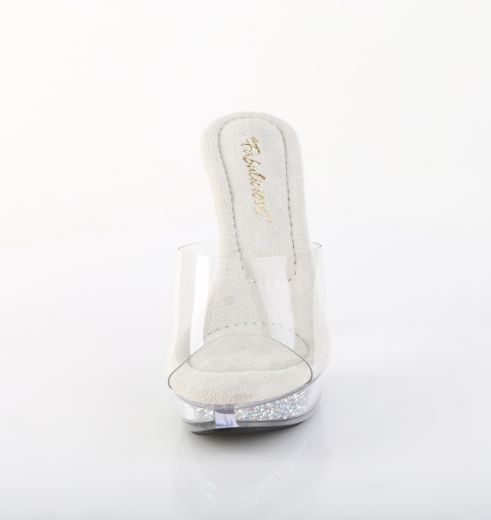 Product image of Fabulicious COCKTAIL-501RSI Clr/Clr-Slv AB RS 5 Inch Heel 1 Inch PF Slide w/RS Inserts