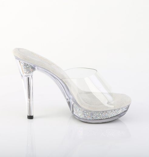 Product image of Fabulicious COCKTAIL-501RSI Clr/Clr-Slv AB RS 5 Inch Heel 1 Inch PF Slide w/RS Inserts