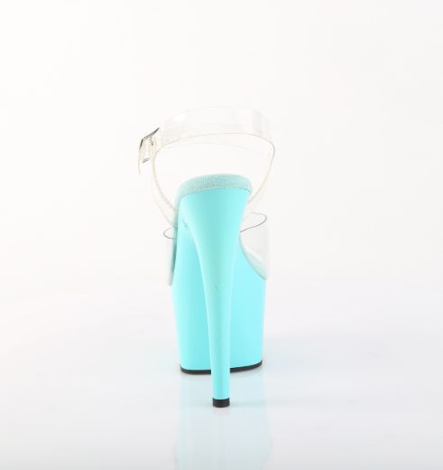 Product image of Pleaser ADORE-708 Clr/Aqua 7 Inch Heel 2 3/4 Inch PF Ankle Strap Sandal