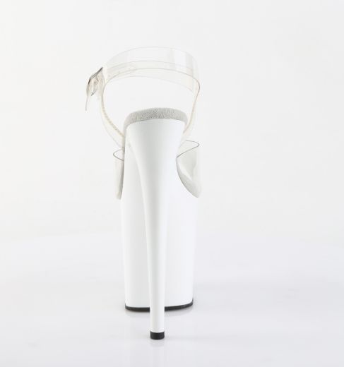 Product image of Pleaser FLAMINGO-808 Clr/Wht 8 Inch Heel 4 Inch PF Ankle Strap Sandal