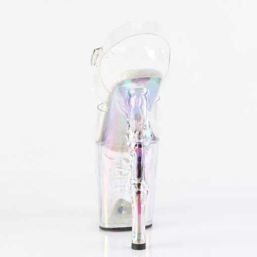 Product image of Pleaser RAPTURE-808HT Clr/Holo Tinted 8 Inch Finger Bone Heel 4 Inch Tinted Skull PF Ankle Strap Sandal