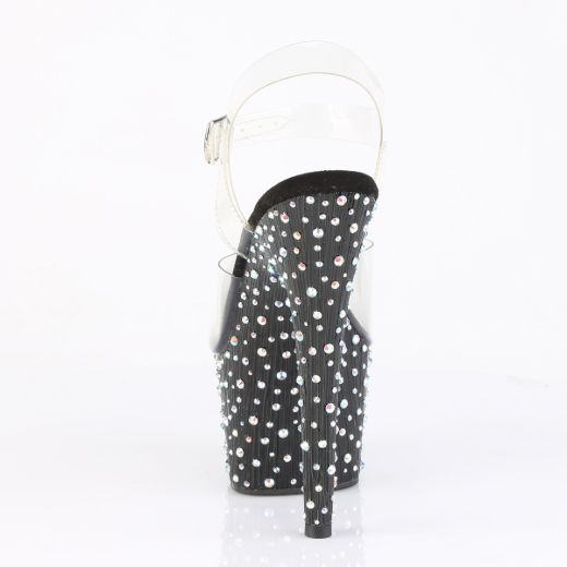 Product image of Pleaser STARDANCE-708 Clr/Blk-Slv Multi RS 7 Inch Heel 2 3/4� PF Ankle Strap Sandal