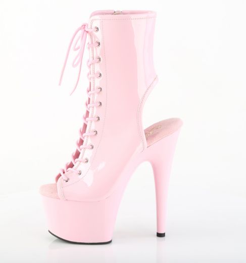Product image of Pleaser ADORE-1016 B. Pink Pat/B. Pink 7 Inch Heel 2 3/4 Inch PF Open Toe/Heel Ankle Boot Side Zip
