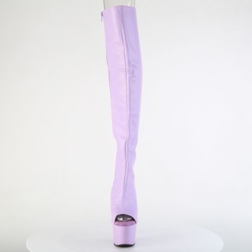 Product image of Pleaser ADORE-3019 Lavender Faux Leather/Lavender Matte 7 Inch Heel 2 3/4 Inch PF Open Toe Over-The-Knee Boot Side Zip
