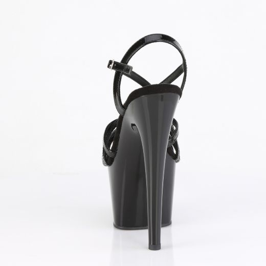 Product image of Pleaser ADORE-713 Blk Pat/Blk 7 Inch Heel 2 3/4 Inch PF Criss Cross Strap Sandal