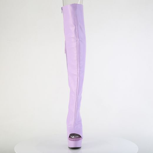 Product image of Pleaser DELIGHT-3019 Lavender Faux Leather/Lavender Matte 6 Inch Heel 1 3/4 Inch PF Open Toe Over-The-Knee Boot Side Zip