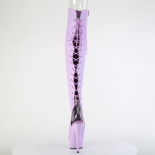 Product image of Pleaser DELIGHT-3019 Lavender Faux Leather/Lavender Matte 6 Inch Heel 1 3/4 Inch PF Open Toe Over-The-Knee Boot Side Zip