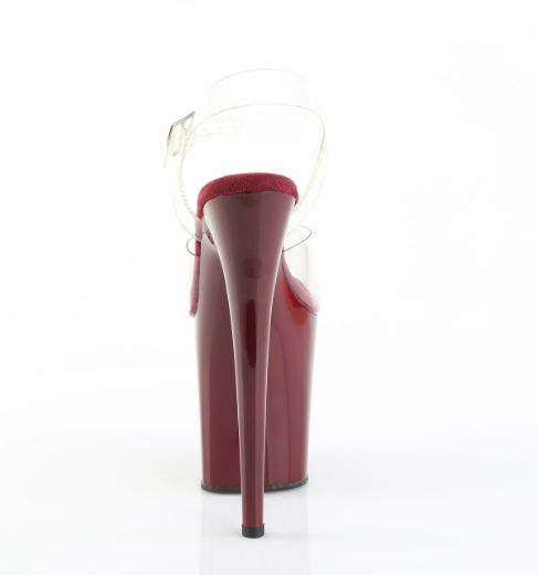 Product image of Pleaser FLAMINGO-808 Clr/Burgundy 8 Inch Heel 4 Inch PF Ankle Strap Sandal