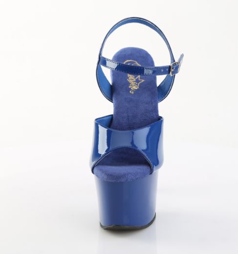Product image of Pleaser SKY-309 Royal Blue Pat/Royal Blue 7 Inch Heel 2 3/4 Inch PF Ankle Strap Sandal