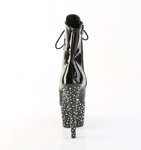 Product image of Pleaser STARDANCE-1021 Blk Pat/Blk-Slv Multi RS 7 Inch Heel 2 3/4 Inch PF Peep Toe Lace-Up Ankle Boot Side Zip